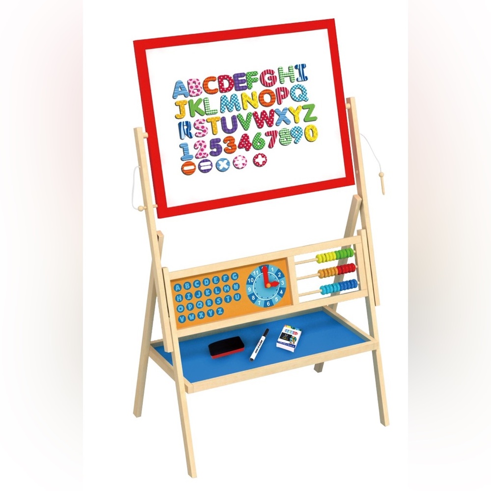 Two sided Art easel comes with magnets chalk and marker